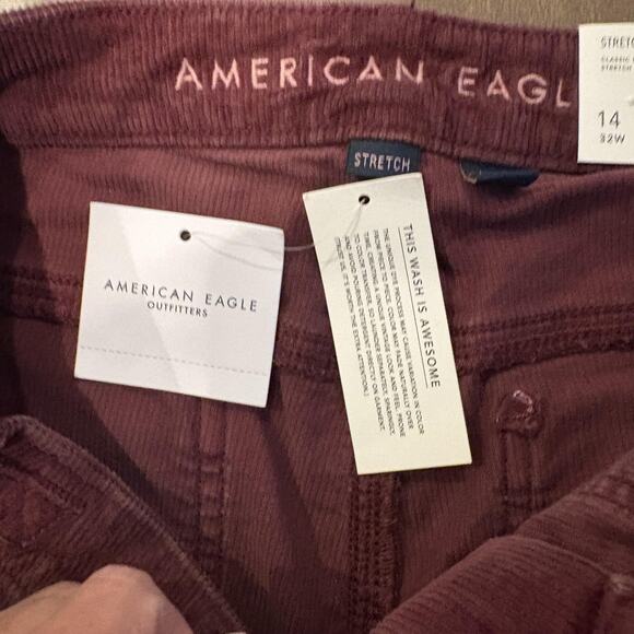NWT American Eagle Pants Womens 14 Long Tall Burgundy Corduroy Stretch Skinny - Picture 6 of 16